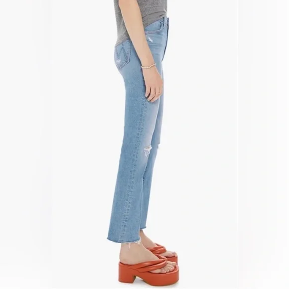 MOTHER The Hustler Ankle Fray Jeans In Thrilling Shots Size 24